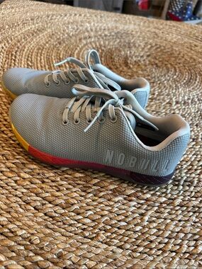 NOBULL Light Gray Training Shoes with Rainbow Midsole women 8.5